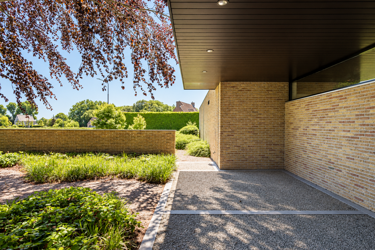Moderne Tuin Onder Een Houten Overkapping